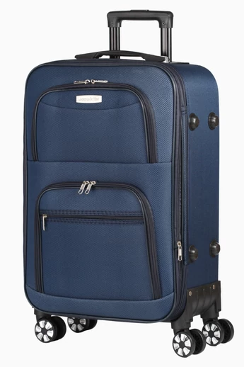 Wizzair Troler De Cabină Cu Roți Detașabile Leonardo Davinci Albastru Închis Cu Pereți Moi Extensibili 55*37*22cm