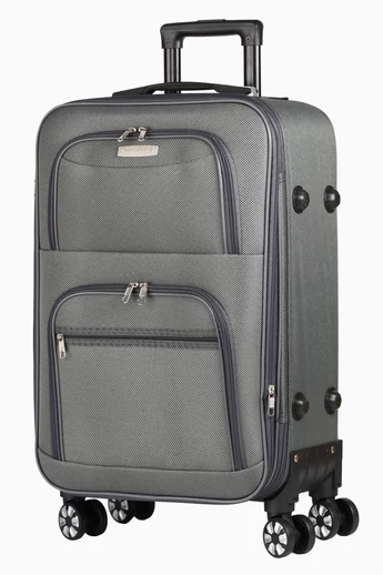 Wizzair Troler De Cabină Cu Roți Detașabile Leonardo Davinci Gri Cu Pereți Moi Extensibili 55*37*22cm