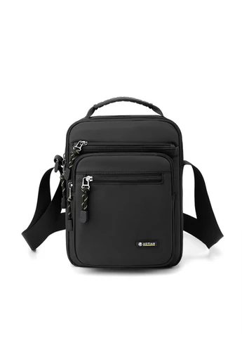 Geantă Crossbody Bonluo pentru Bărbați, Mărime Mică, Neagră, din Material Oxford Impermeabil, 25×20×11 cm