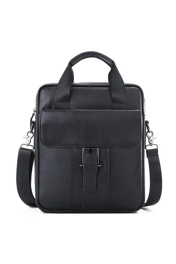 Geantă Crossbody Bărbați Din Piele Naturală, Model Elegant Cu Multiple Compartimente Negru 32*28*6.5cm