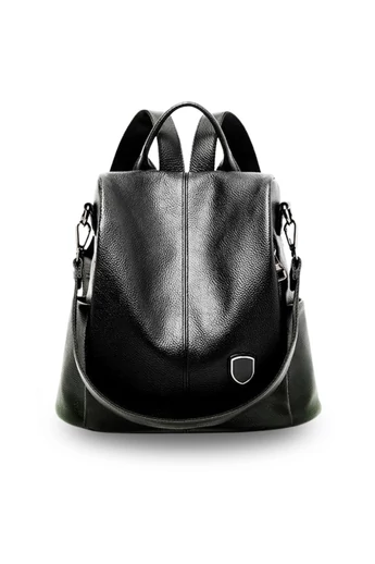 Rucsac Damă 2În1 Crossbody Din Piele Naturală Design Modern Negru 29*31*17cm