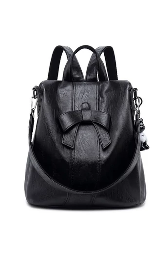 Rucsac Dama Din PU Elegant Și Compact, Comapartimente Multiple Negru 29*33*16cm