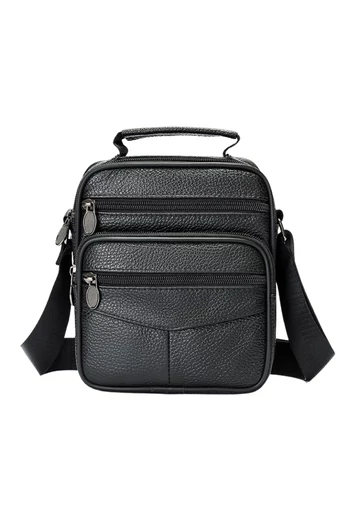 Geantă Bărbați Crossbody Negru Din Piele Naturală Model Casual Elegant, 20*17*8 cm