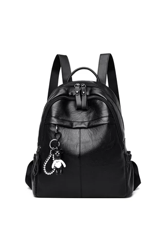 Rucsac Damă Negru Din PU Cu Multiple Compartimente, 34*31*14cm