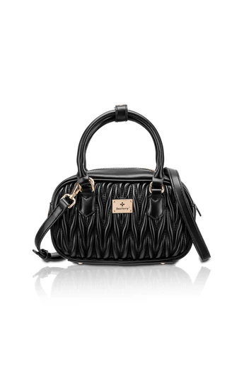 Geantă Mini Handbag Neagră Matlasată Din Imitație De Piele, Cu Două Mânere 16.5*13*7cm 