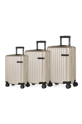 Set Troler Cu Pereți Rigizi Din PC Mat Culoarea Șampaniei, Roți Silențioase 360° Și Cifru TSA 
