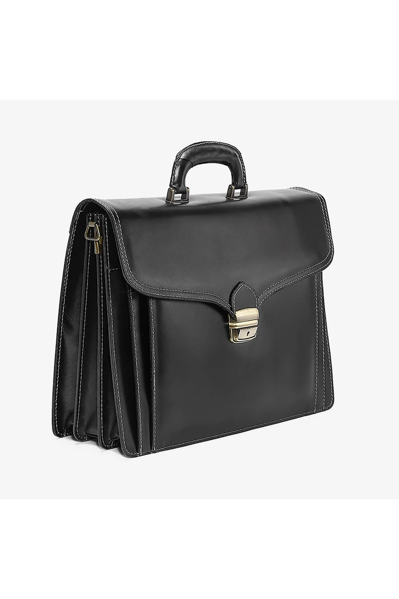 Besty Servietă Neagră Unisex Din Piele Naturală Dimensiune (38x30x15cm)