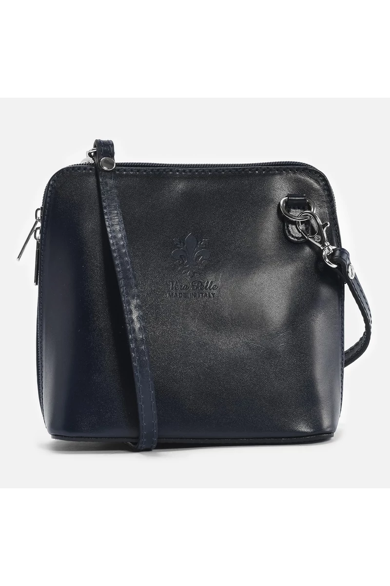 Vera Pelle Geantă Crossbody Mini Albastru Închis Din Piele Naturală