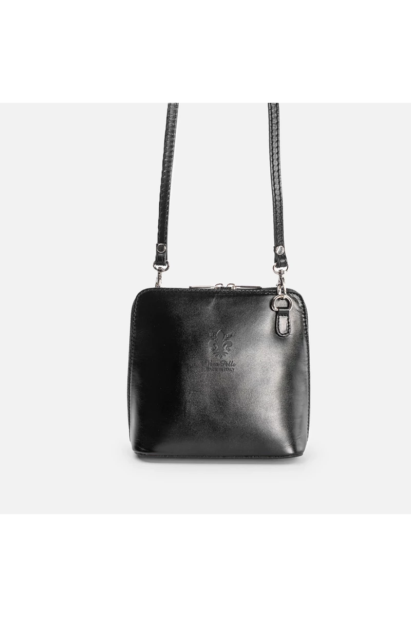 Vera Pelle Geantă Crossbody Minni Neagră Din Piele Naturală