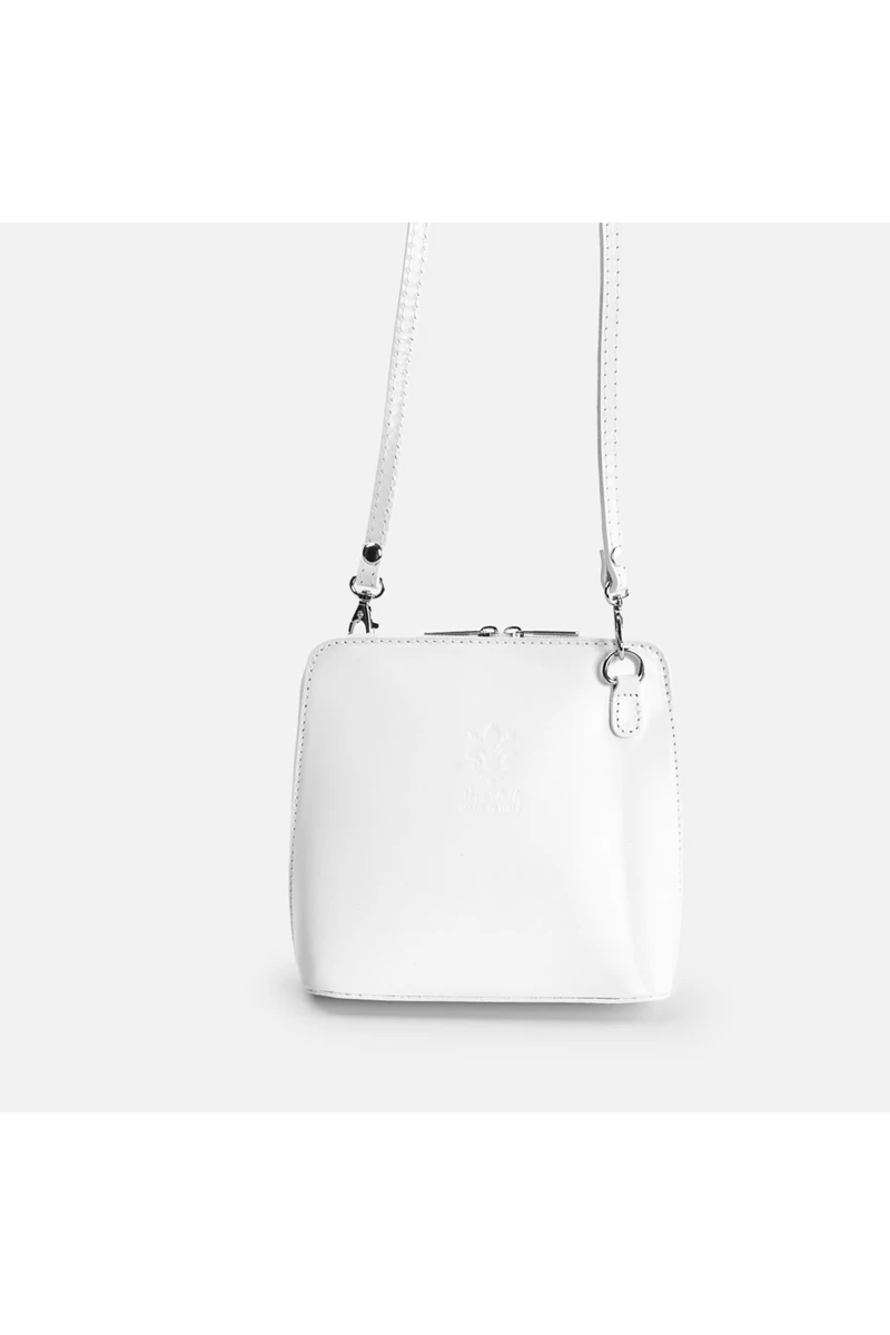 Vera Pelle Geantă Crossbody Minni Albă  Din Piele Naturală