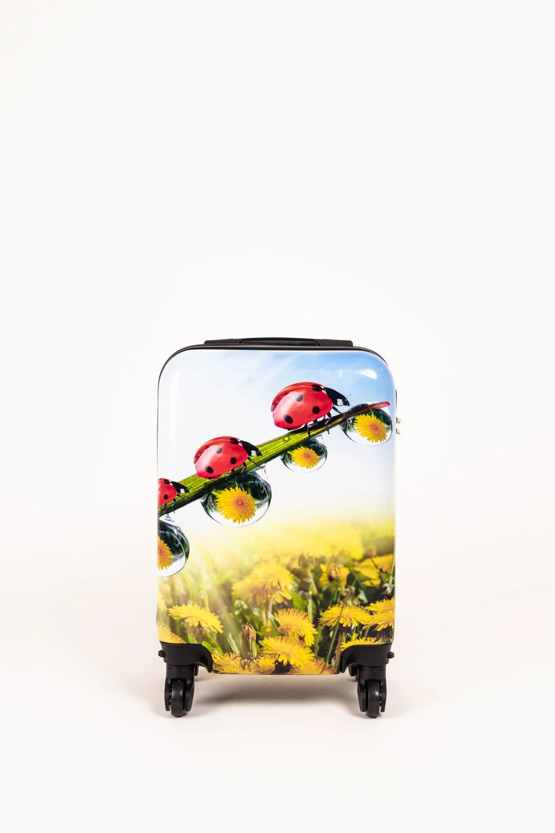 ORMI Valiză Albă Model Buburuză Dimensiune Cabină Wizzair Ryanair (53*36*20cm)