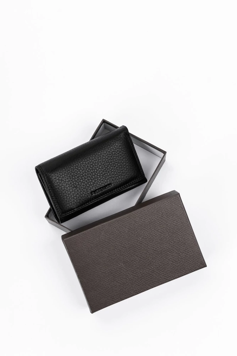 Fuerdanni Portofel Negru Unisex Din Piele Naturală