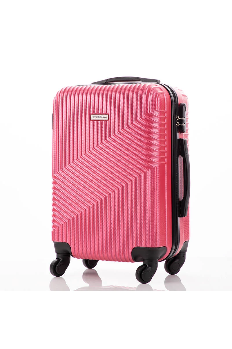 Leonardo Da Vinci Valiză Cabină Roz Neon Cu Pereți Tari Dimensiune Wizzair (55*35*23cm)