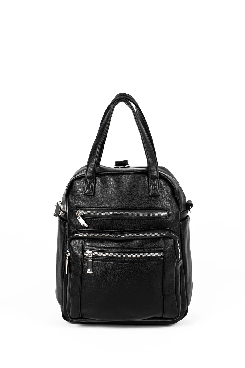 Rucsac Și Geantă Crossbody Negru Din Piele Artficială