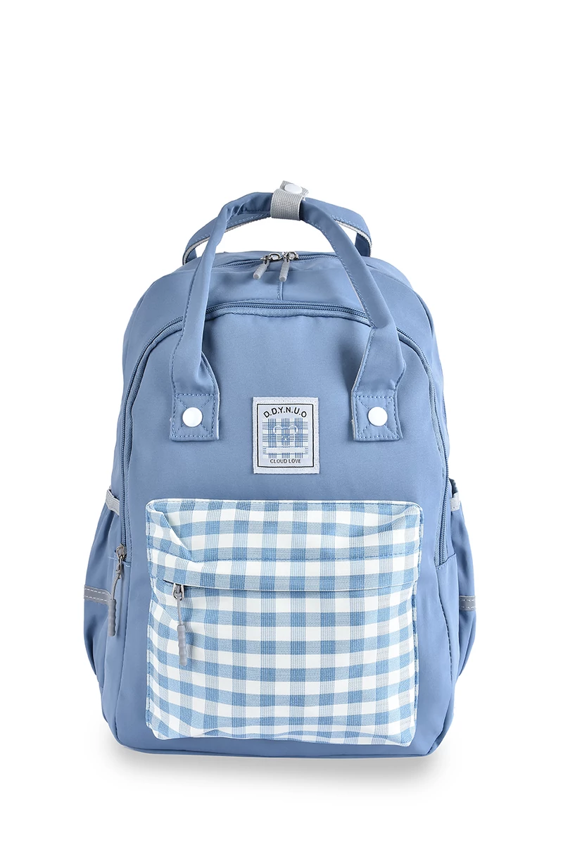 Bonluo Rucsac Damă Albastru Deschis , Model Carouri , Dimensiuni Wizzair (40*30*20cm)