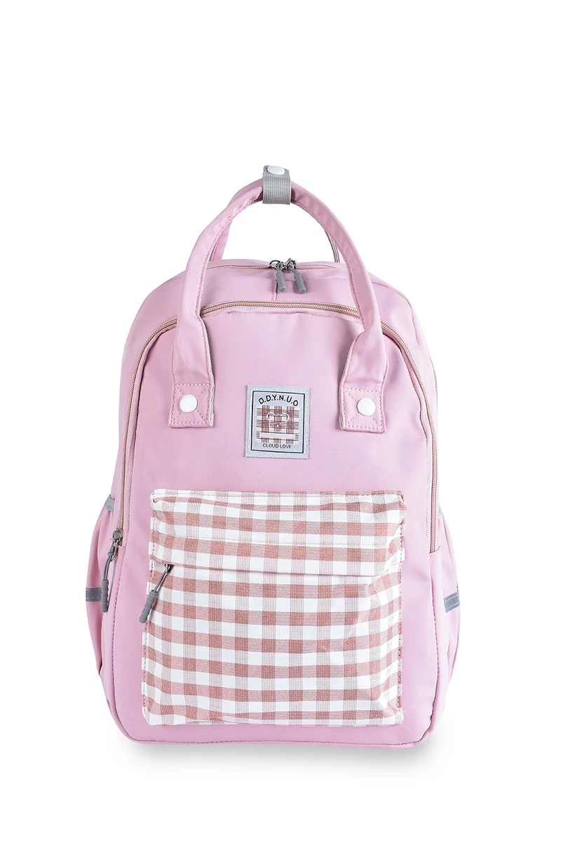 Bonluo Rucsac Damă Roz Deschis Model Carouri Dimensiuni Wizzair (40*30*20cm)