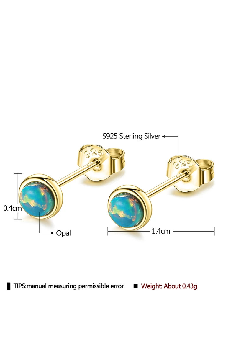 460㎖ OPAL R III Cercei Stud Cu Opal Natural Alb Design Minimalist Argint 925