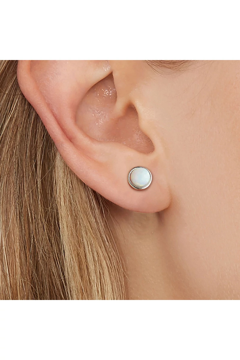 460㎖ OPAL R III Cercei Stud Cu Opal Natural Alb Design Minimalist Argint 925