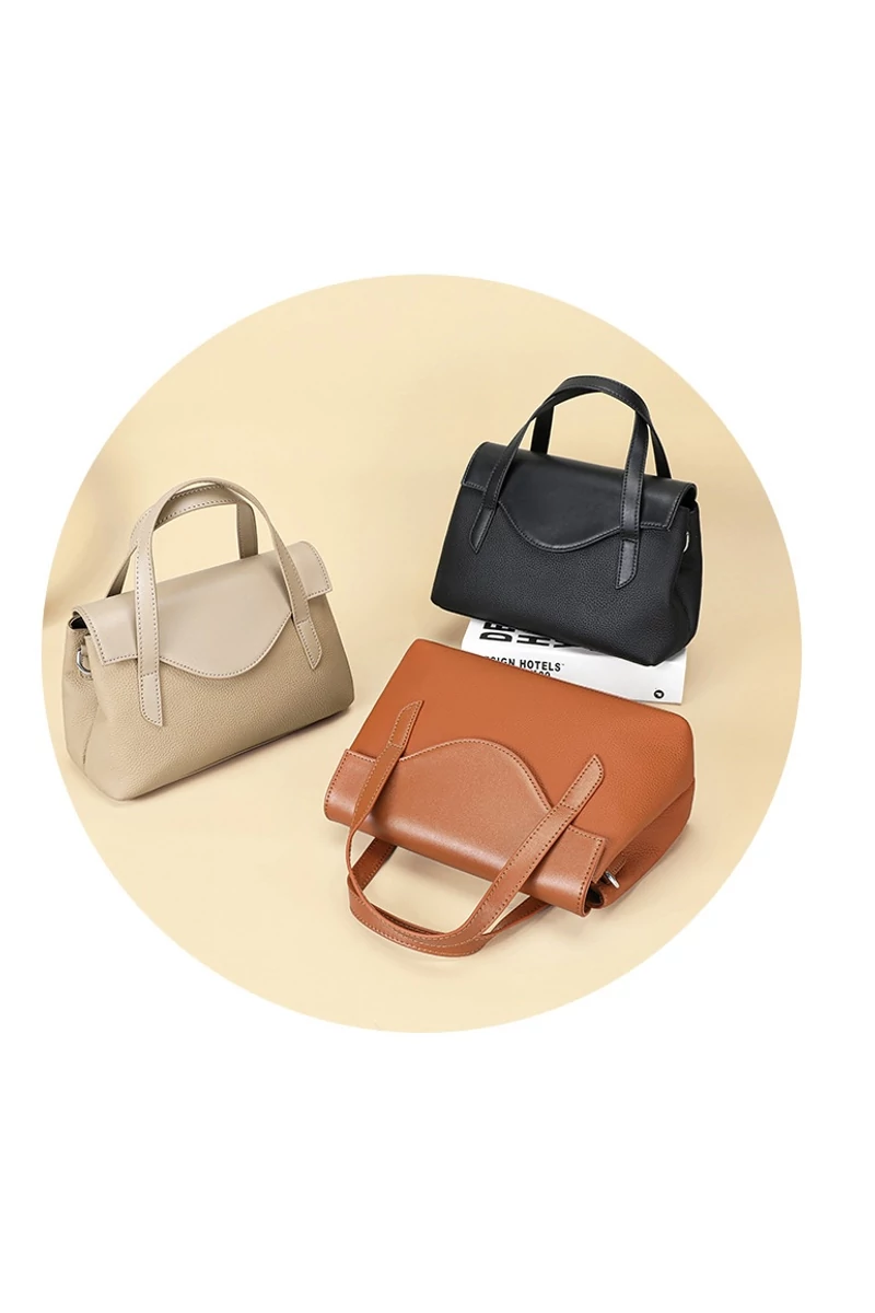 Geantă De Mana 2în1 Crossbody Din Piele Naturală Bej Elegantă Și