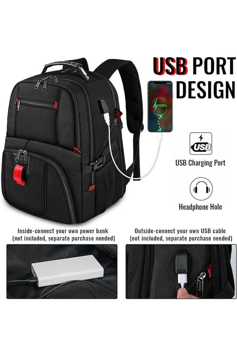 バッグ yukin Rucsac Multifuncțional Impermeabil Cu Port USB Compartiment Laptop