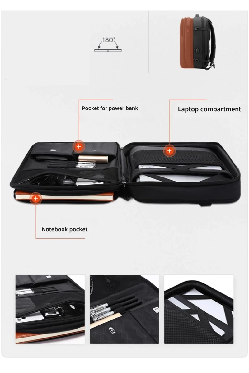 Arctic Hunter Rucsac Negru Multifucțional 2în1 Business Și