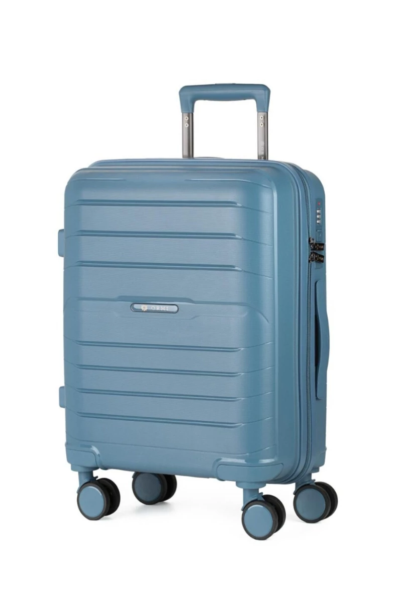 Troler De Cabină Ormi Gri Albastrui Polipropilen De Calitate Premium Extrem De Rezistent Cu Roți Detașabile 53*35*20cm