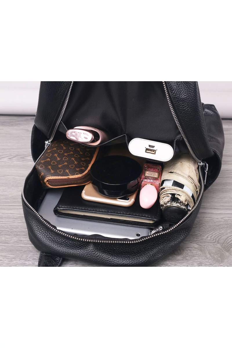 GADID ANONIEM LUCY / NAVY & ステッカー Rucsac Elegant Damă Din Piele Naturală Cu Compartimente Multiple